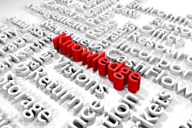 Bilgi, iş kelime bulutu, 3d render