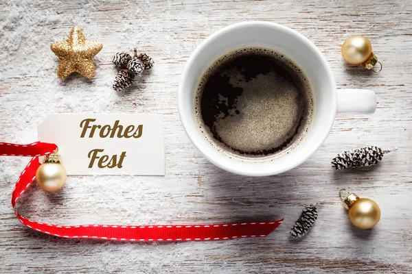 Weihnachten, festliches Stillleben, Tasse Kaffee, Froschfest, — Stockfoto