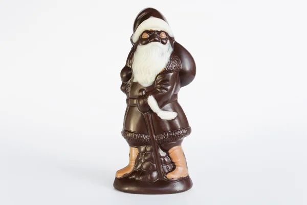 Santa Claus, chocolate, in red bag, dark chocolate — Stock Photo, Image