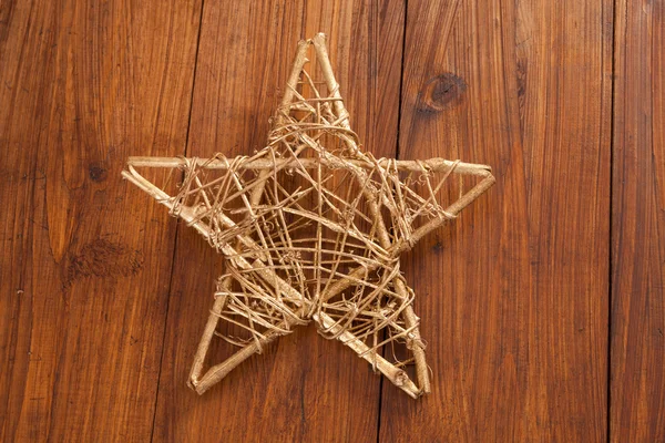 Christmas decoration on wood, star — Stock Photo, Image