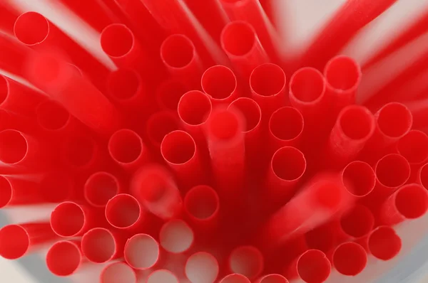 Bunch of red drinking straws, close up. — Stock Photo, Image