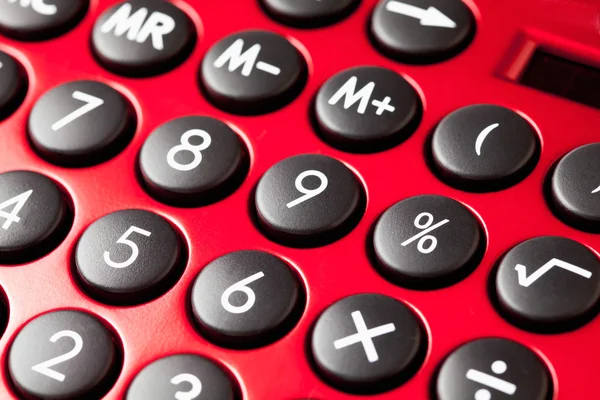 Calculadora roja, primer plano —  Fotos de Stock