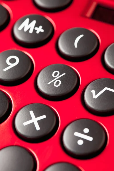 Red calculator, close up — Stock Photo, Image