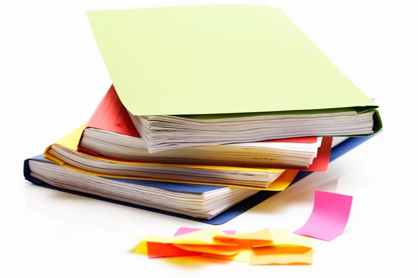 Colorful loose-leaf binders and memos — Stock Photo, Image