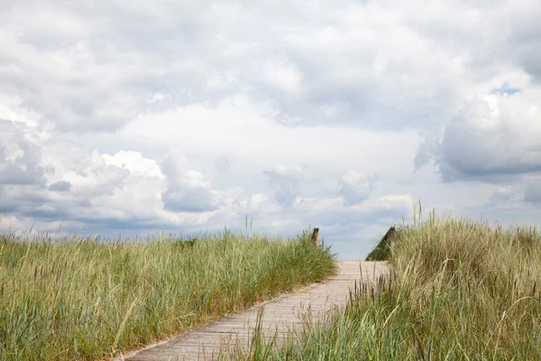 Duitsland, Schleswig-Holstein, houten boradwalk — Stockfoto