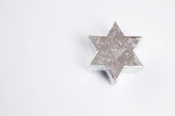 Silver star, white background, copy space — Stock Photo, Image