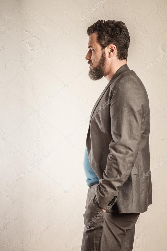 Business man with beard, profile view