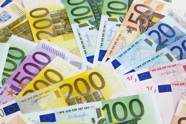 Euro-bankjegyek rendezve — Stock Fotó