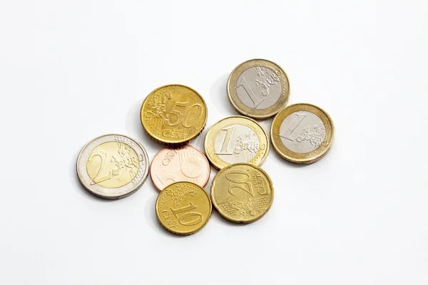 Euro cents sur blanc — Photo