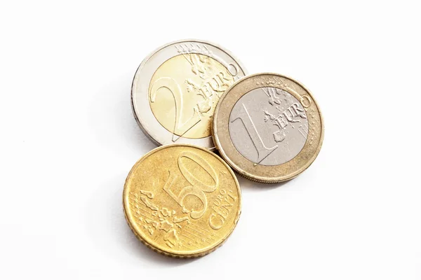 Euro cêntimos sobre branco — Fotografia de Stock