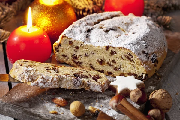 Traditional Christmas stollen — Stock Photo, Image