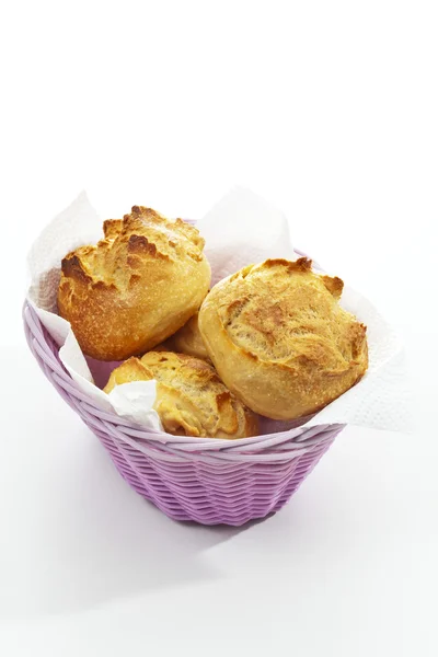 Fresh bread rolls in basket Stock Image