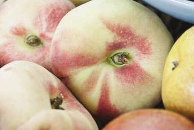 Italy, Tuscany, Magliano, Close up of peach and pears