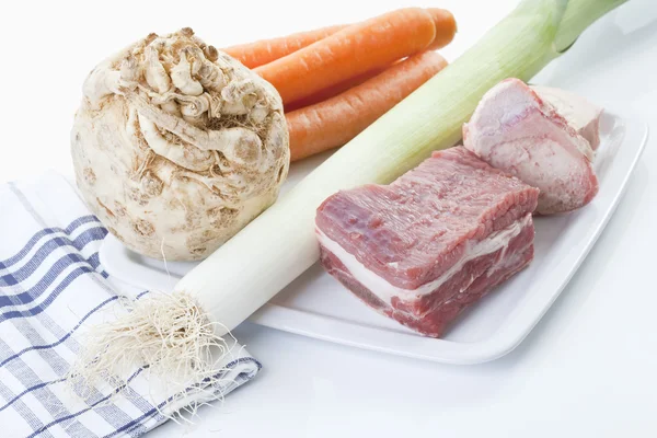 Ingredientes de sopa de carne bovina — Fotografia de Stock