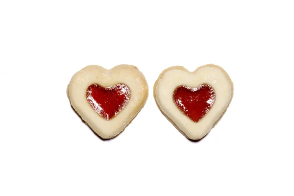 Cookies em forma de coração, vista elevada — Fotografia de Stock