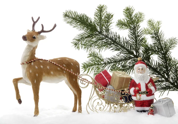 Décoration de Noël, Père Noël avec luge — Photo