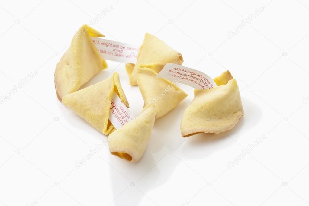 Fortune cookies with label on white background