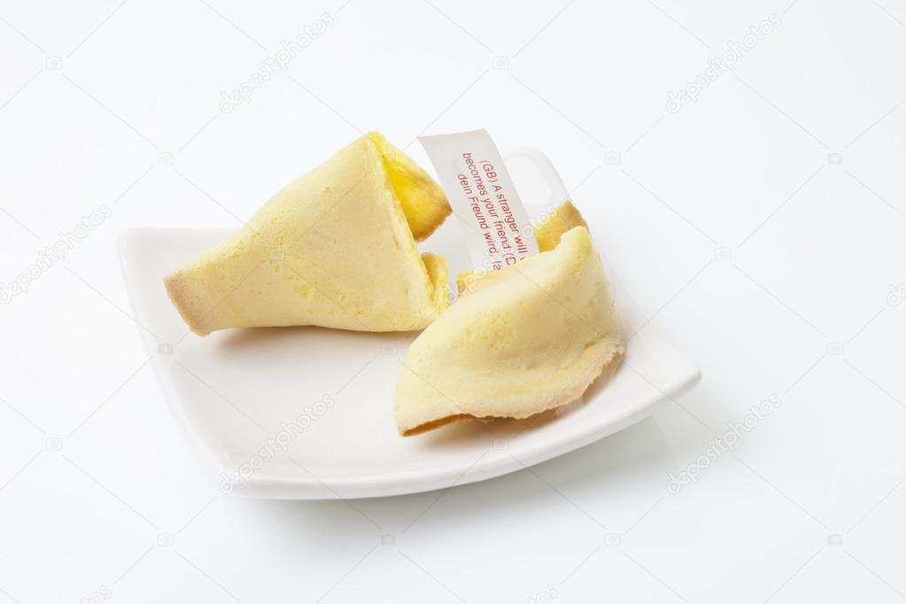 Fortune cookies with label in plate