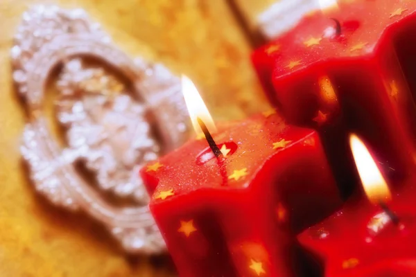 Red decorative candles — Stock Photo, Image