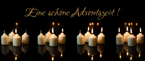 Quatro velas, tenha um bom tempo de advento — Fotografia de Stock