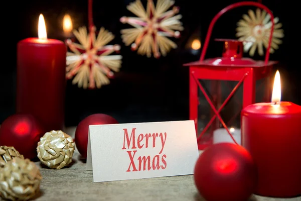 Decoração de Natal vermelho, velas , — Fotografia de Stock