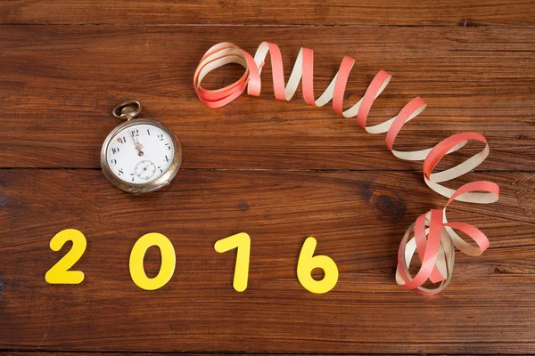 Jaar 2016, zakhorloge, streamer, — Stockfoto