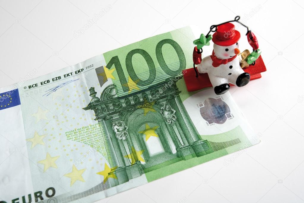Snowman on Euro note