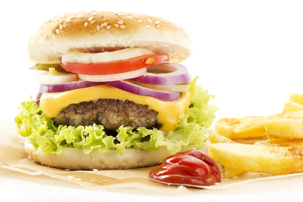 Fresh homemade cheeseburger — Stock Photo, Image