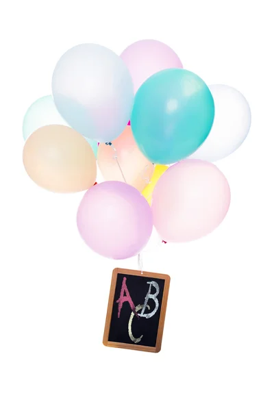 Kleurrijke ballons met blackboard — Stockfoto