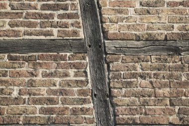 wall with bricks and wooden beam clipart