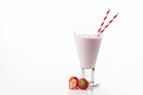 Glass with strawberry milk — Stock Photo, Image
