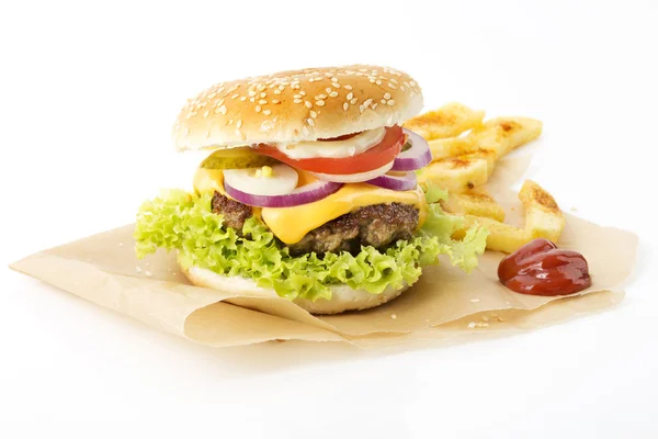 Fresh homemade cheeseburger — Stock Photo, Image