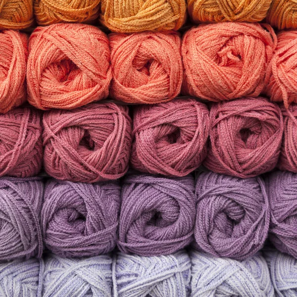 Stacked balls of colorful wools — Stock Photo, Image