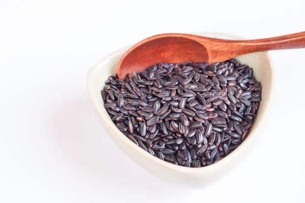 Black wholemeal rice in bowl — Stock Photo, Image