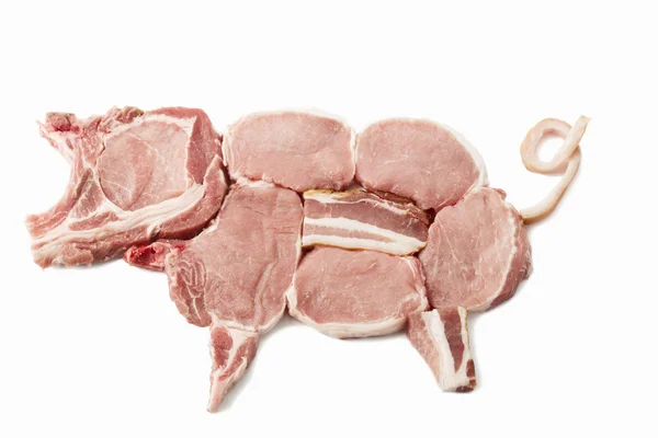 Świnia z kotlety wieprzowe — Zdjęcie stockowe