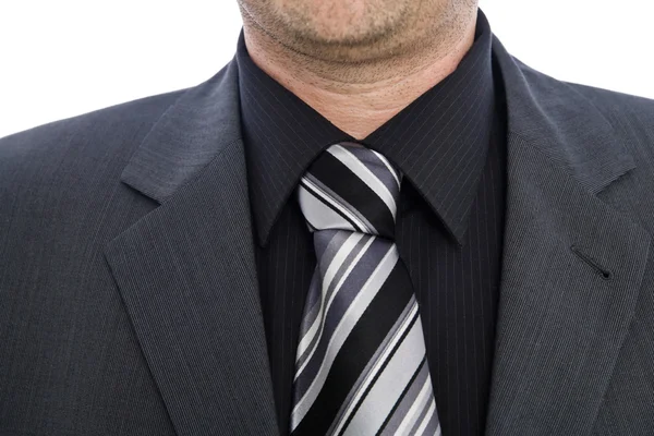 Kraag van een zakenman met overhemd en stropdas — Stockfoto