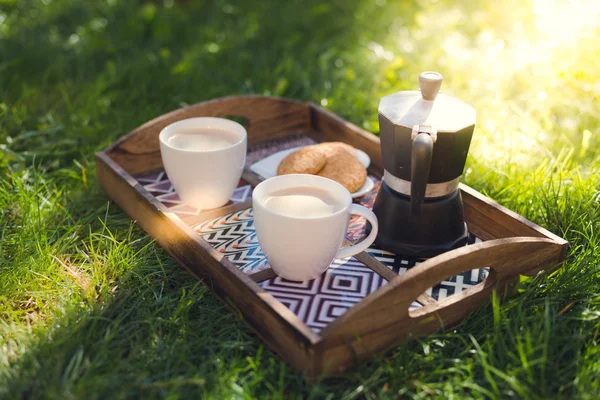 Picknick, koffie en koekjes — Stockfoto