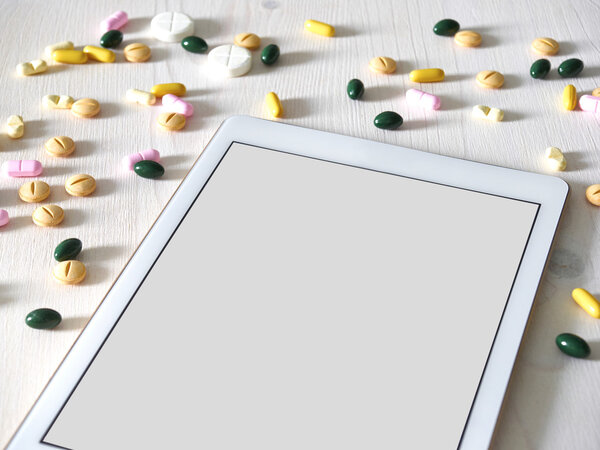 Tablet computer on table