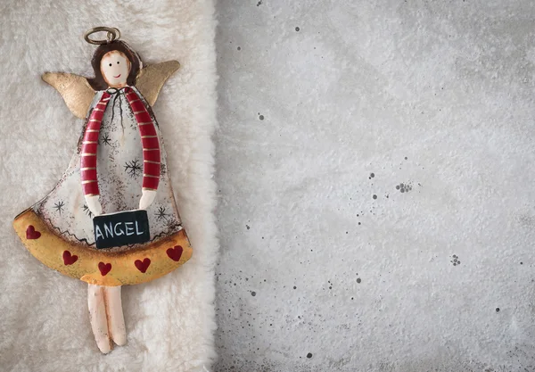 Christmas angel on plush — Stock Photo, Image