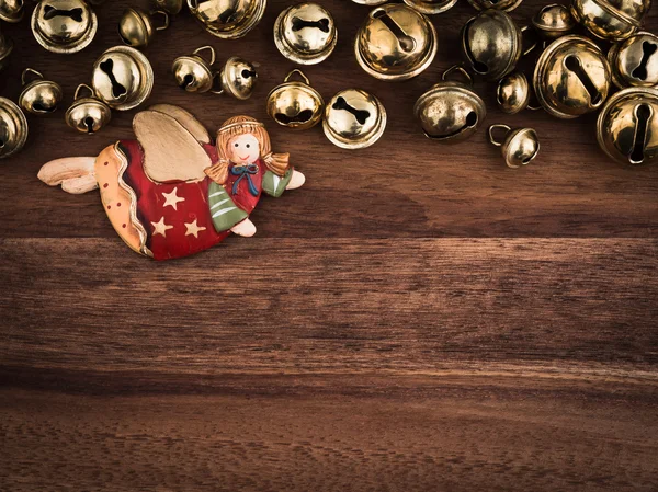 Vánoce, zvony na dřevo — Stock fotografie