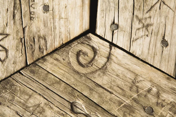 Detal drewniane ławki — Zdjęcie stockowe