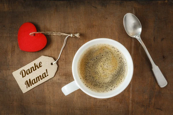 Taza de café y etiqueta del corazón — Foto de Stock