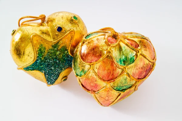 Golden Christmas baubles — Stock Photo, Image