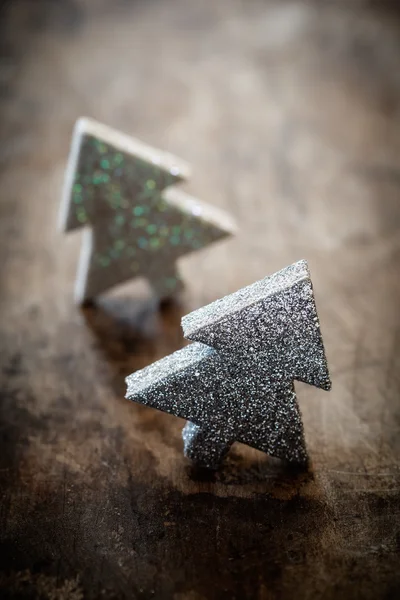 Glänsande silver julgranar — Stockfoto