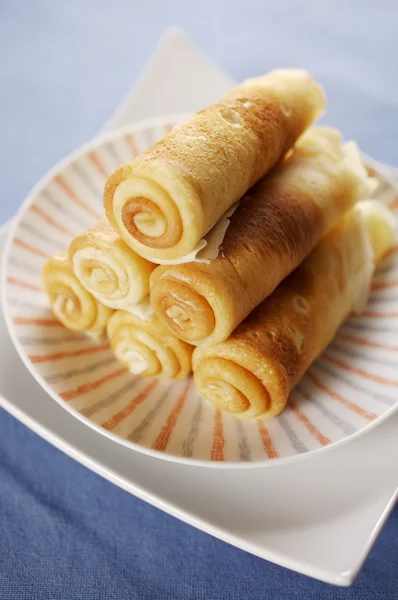 Crepes arrotolate e ammucchiate — Foto Stock