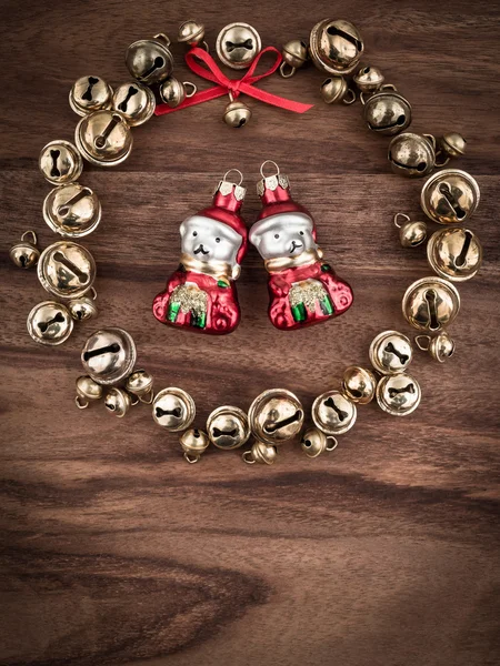 Christmas bells bear baubles — Stock Photo, Image