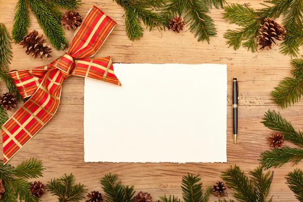 Blank card and fir twigs — Stock Photo, Image