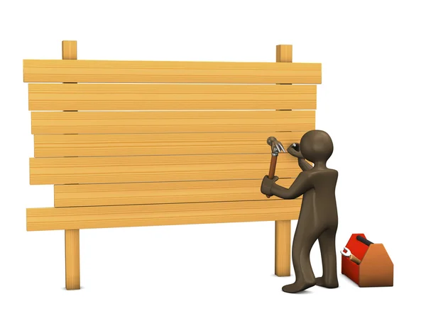 Плотник с деревянной доской — стоковое фото