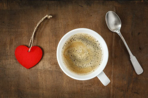 Taza de café y etiqueta del corazón — Foto de Stock