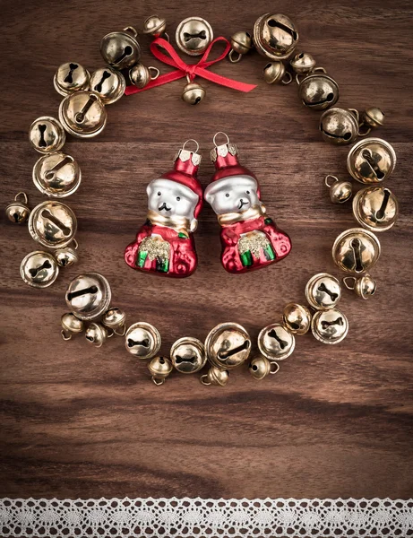 Karácsonyi harangok medve baubles — Stock Fotó